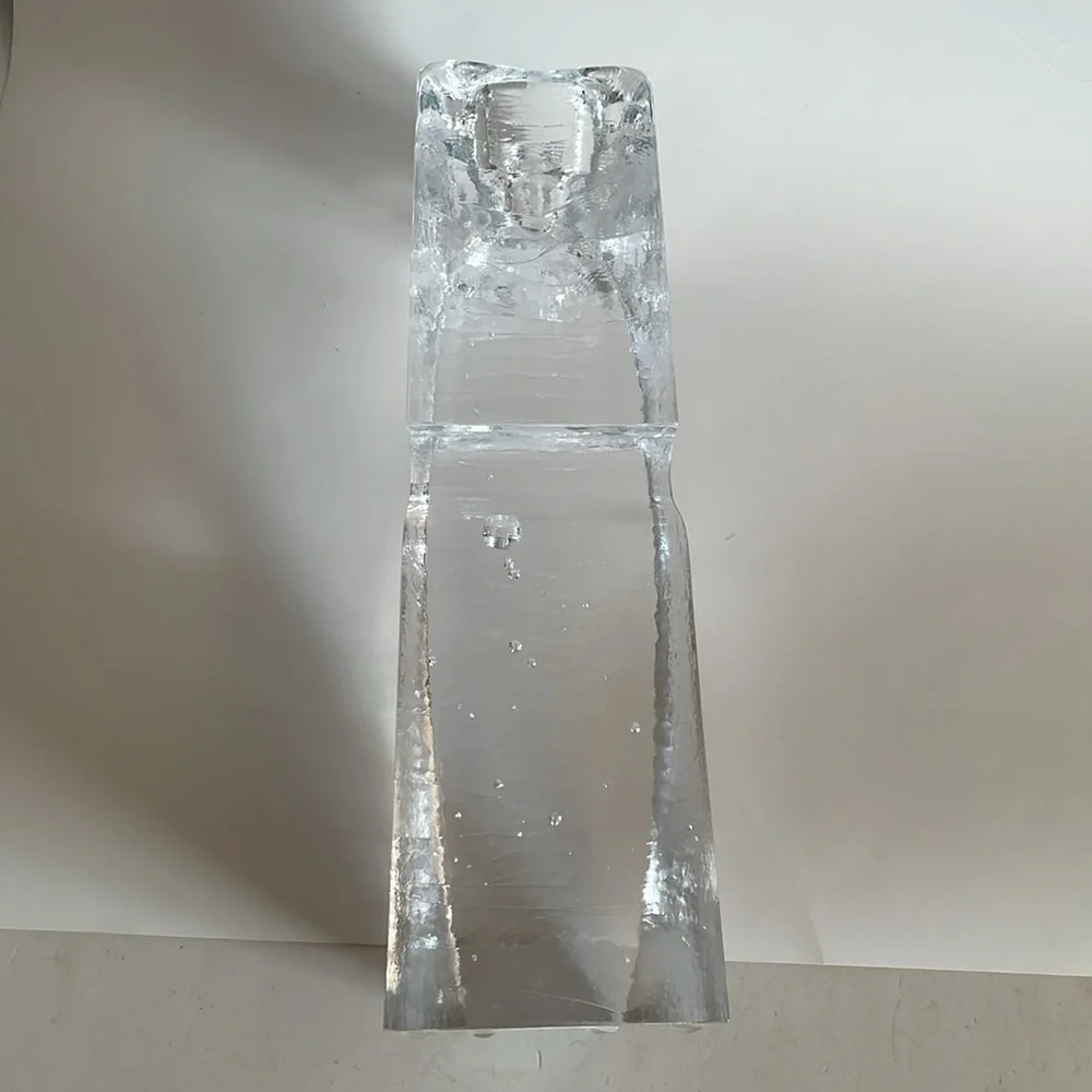 Kosta Boda Clear Glass Ice Candlestick Holder 12”